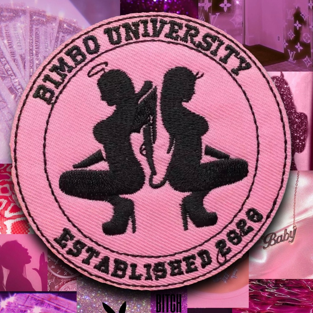 Bimbo University Iron On Patch Bimbocore Stripper Exotic Dancer Pink Y2K